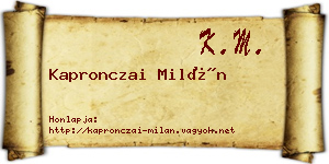 Kapronczai Milán névjegykártya