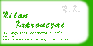 milan kapronczai business card